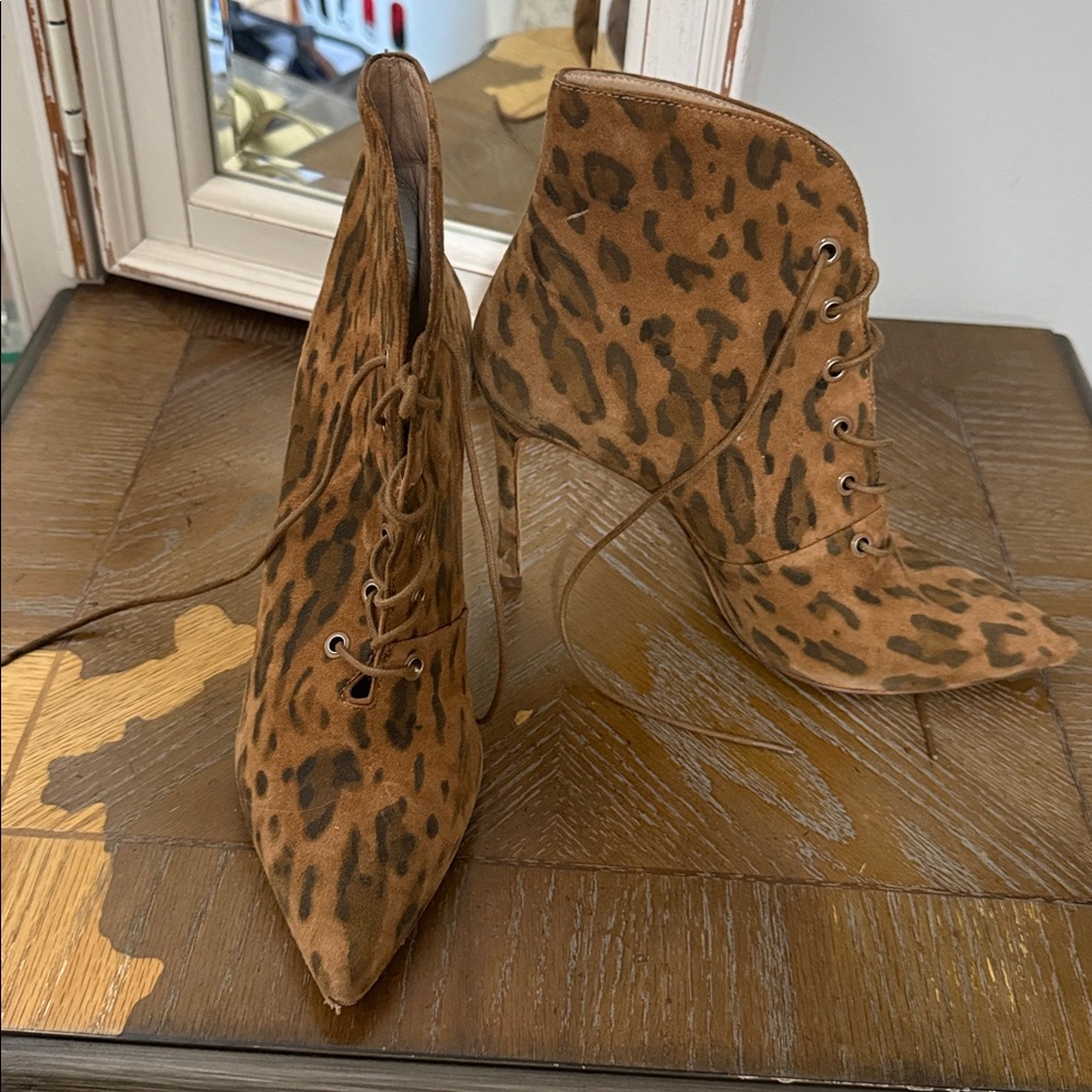 Pour La Victoire Leopard Print Ankle Boots